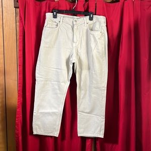 Old Navy high rise slouchy straight tan jeans